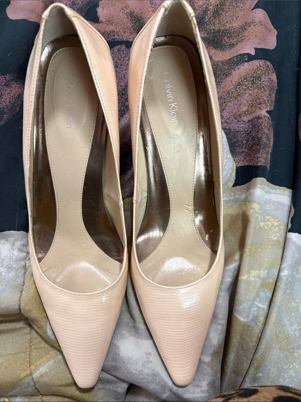 Calvin Klein Blush Dolly Pointed-Toe Leather Pumps
